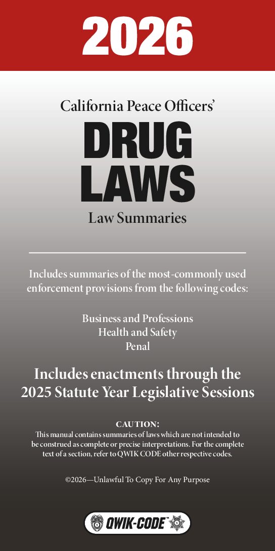 2026 California Peace Officers' Drug Laws Law Summaries