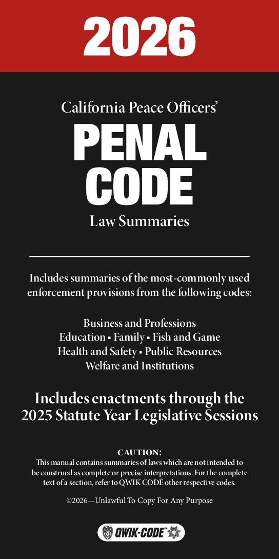 2026 California Peace Officers' Penal Code Law Summaries