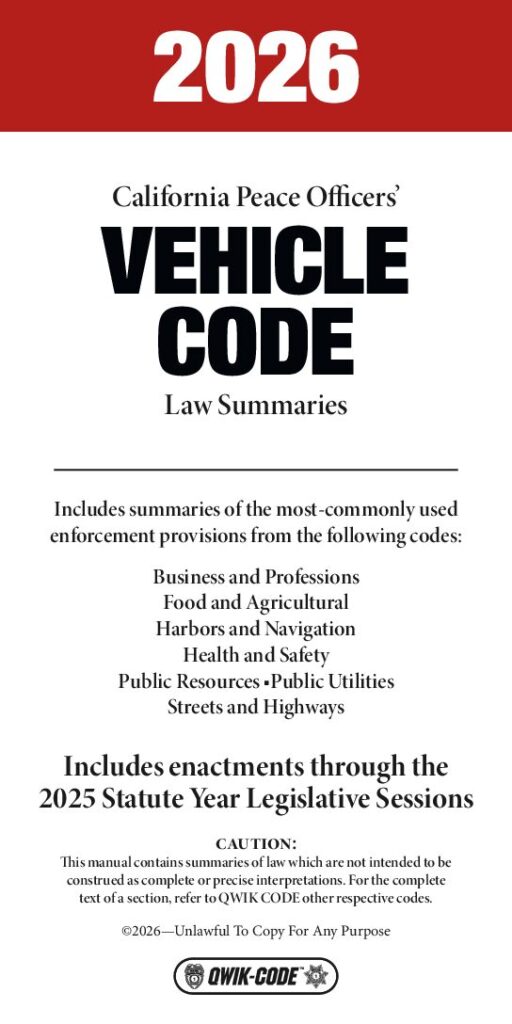 2026 California Peace Officers' Vehicle Code Law Summaries